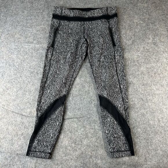 Lululemon Leggings Women’s 10 Run Inspire Tight II Mesh Black White Mesh Running - Picture 1 of 11